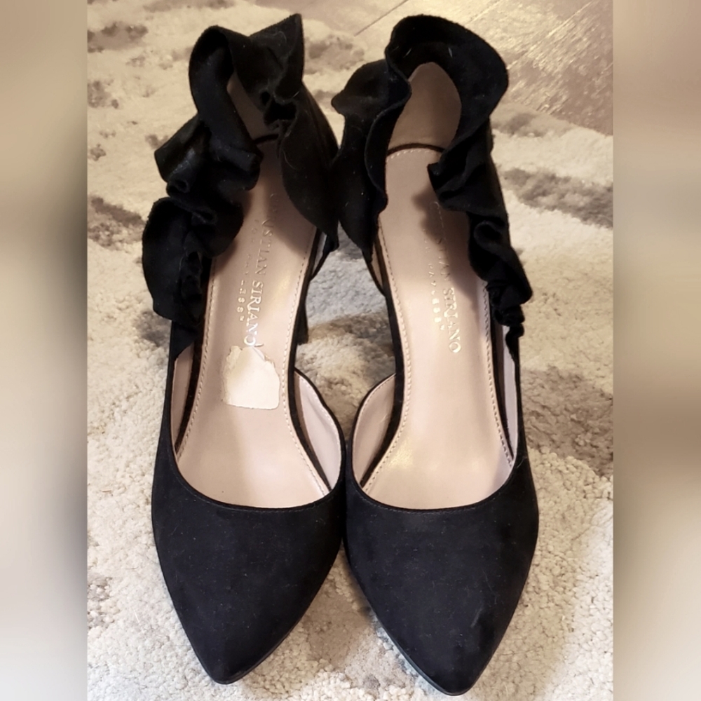 Women's Black Ruffle Heels